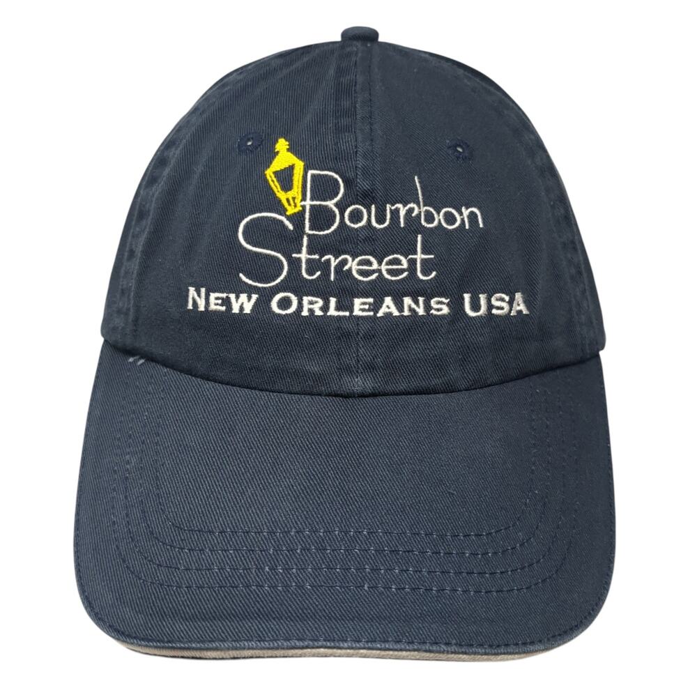 Bourbon Street New Orleans USA Strapback Baseball Cap Blue One Size Bullet Line